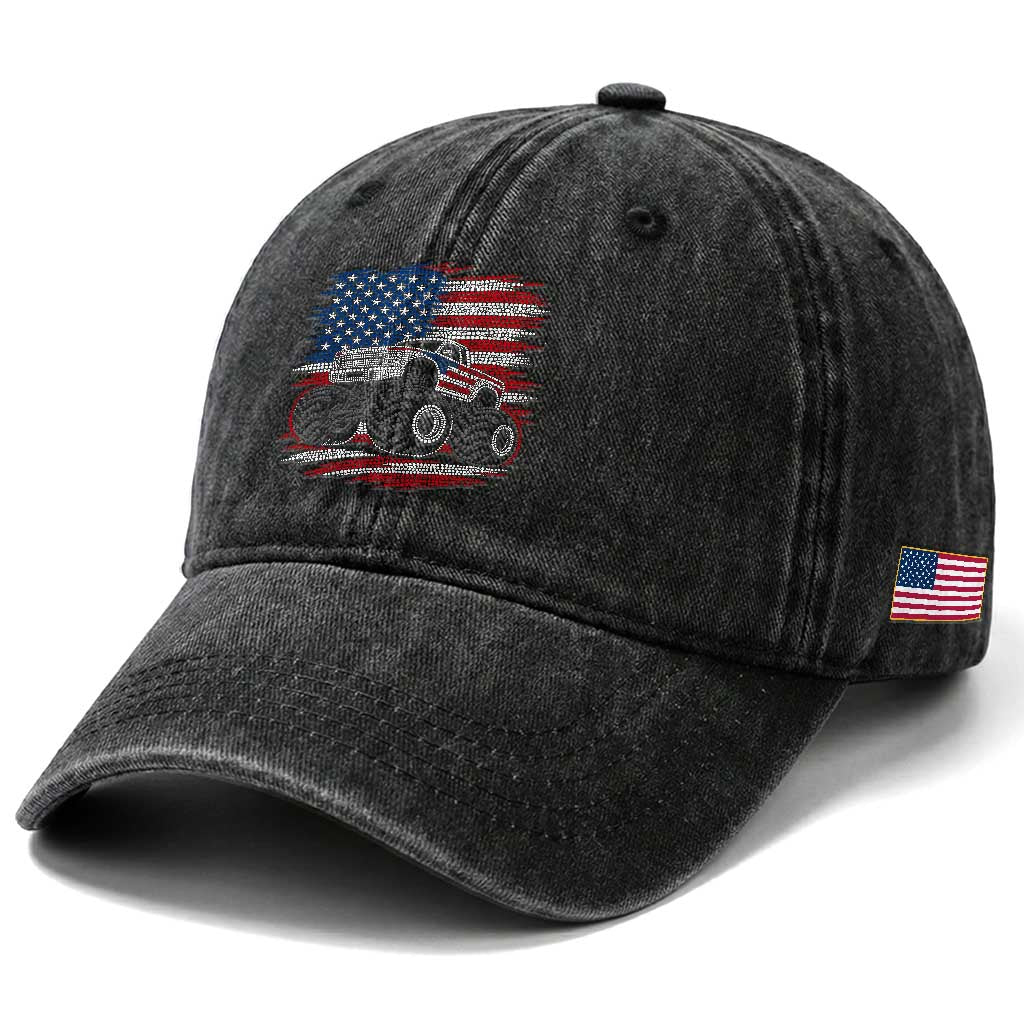 Patriotic Monster Truck Polka Dot Washed Cotton Baseball Cap Dot Day Gift