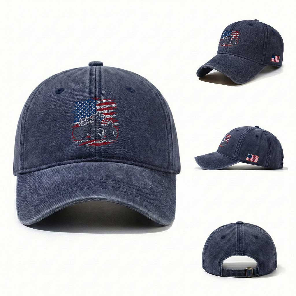 Patriotic Monster Truck Polka Dot Washed Cotton Baseball Cap Dot Day Gift
