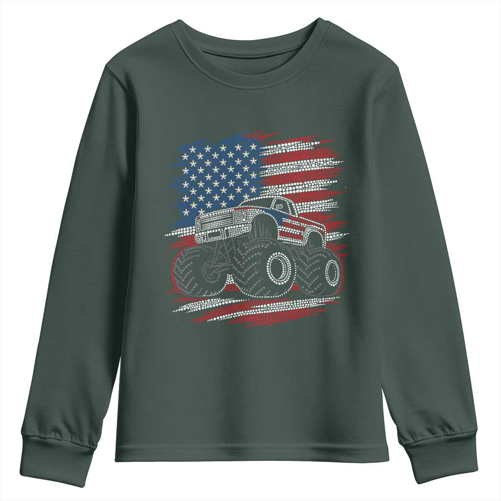Patriotic Monster Truck Polka Dot Youth Sweatshirt Dot Day Gift