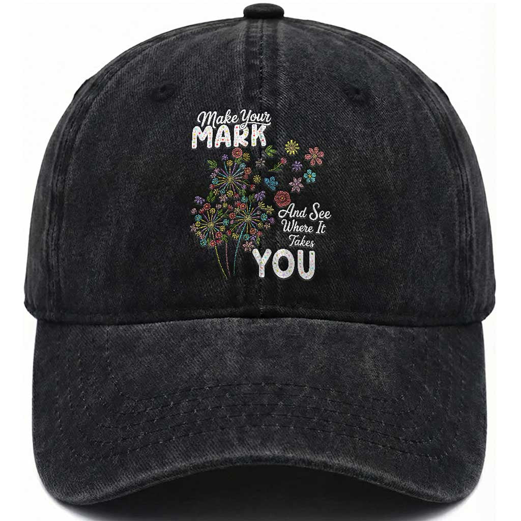 Happy Dot Day Washed Cotton Baseball Cap Make Your Mark And See Where It Takes You TS12 Print Your Wear