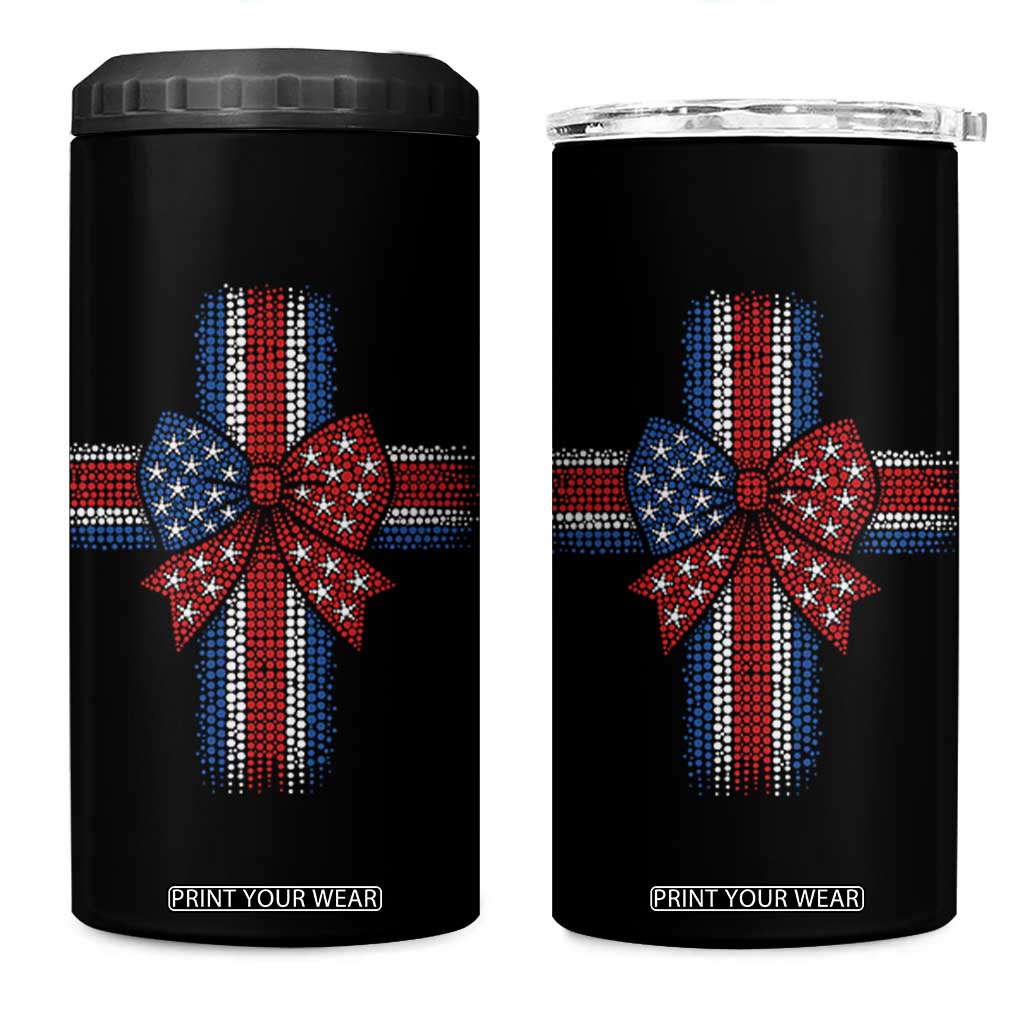 Dot Day Christian 4 in 1 Can Cooler Tumbler Patriotic Polka Dot Cross