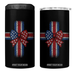 Dot Day Christian 4 in 1 Can Cooler Tumbler Patriotic Polka Dot Cross