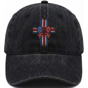 Dot Day Christian Washed Cotton Baseball Cap Patriotic Polka Dot Cross