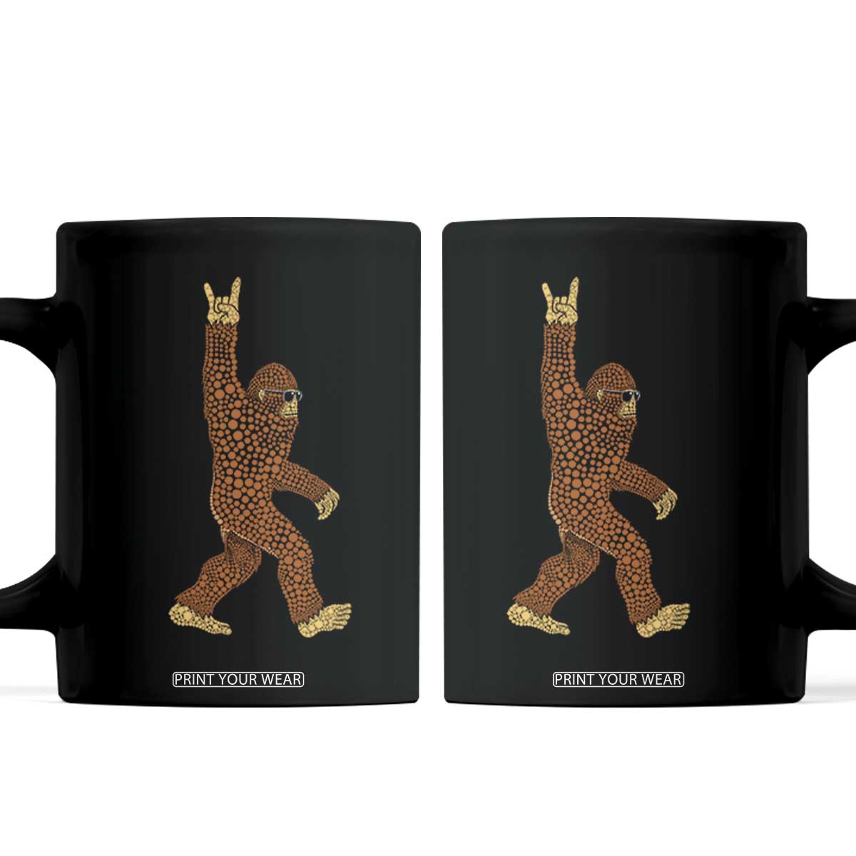 Funny Polka Dot Bigfoot Rock On Coffee Mug Dot Day Gift TS12 Black Print Your Wear