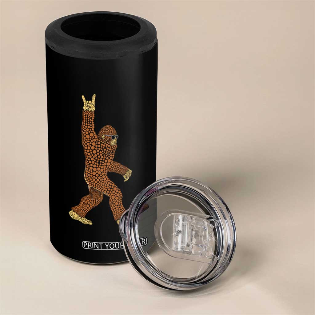 Funny Polka Dot Bigfoot Rock On 4 in 1 Can Cooler Tumbler Dot Day Gift