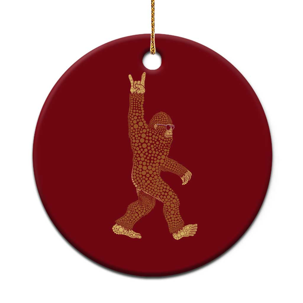 Funny Polka Dot Bigfoot Rock On Ceramic Ornament Dot Day Gift