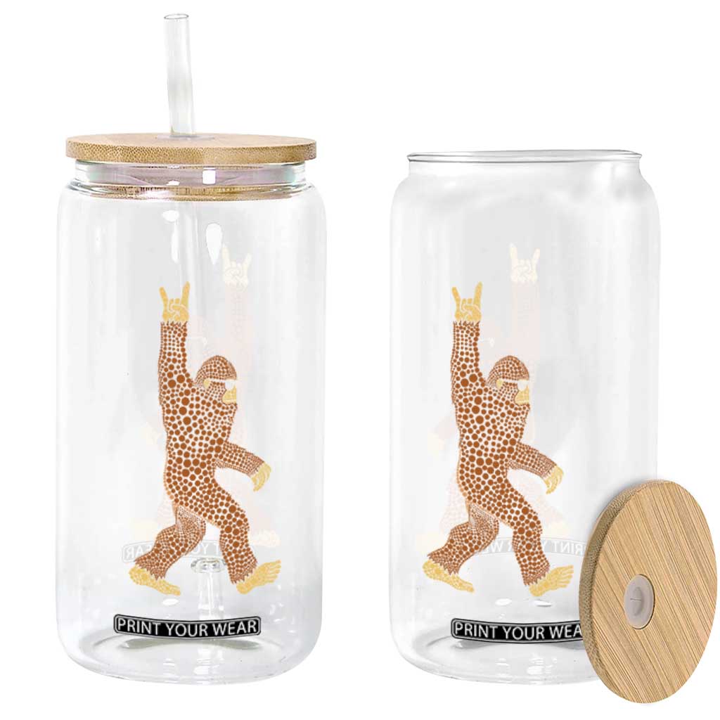 Funny Polka Dot Bigfoot Rock On Glass Can Dot Day Gift