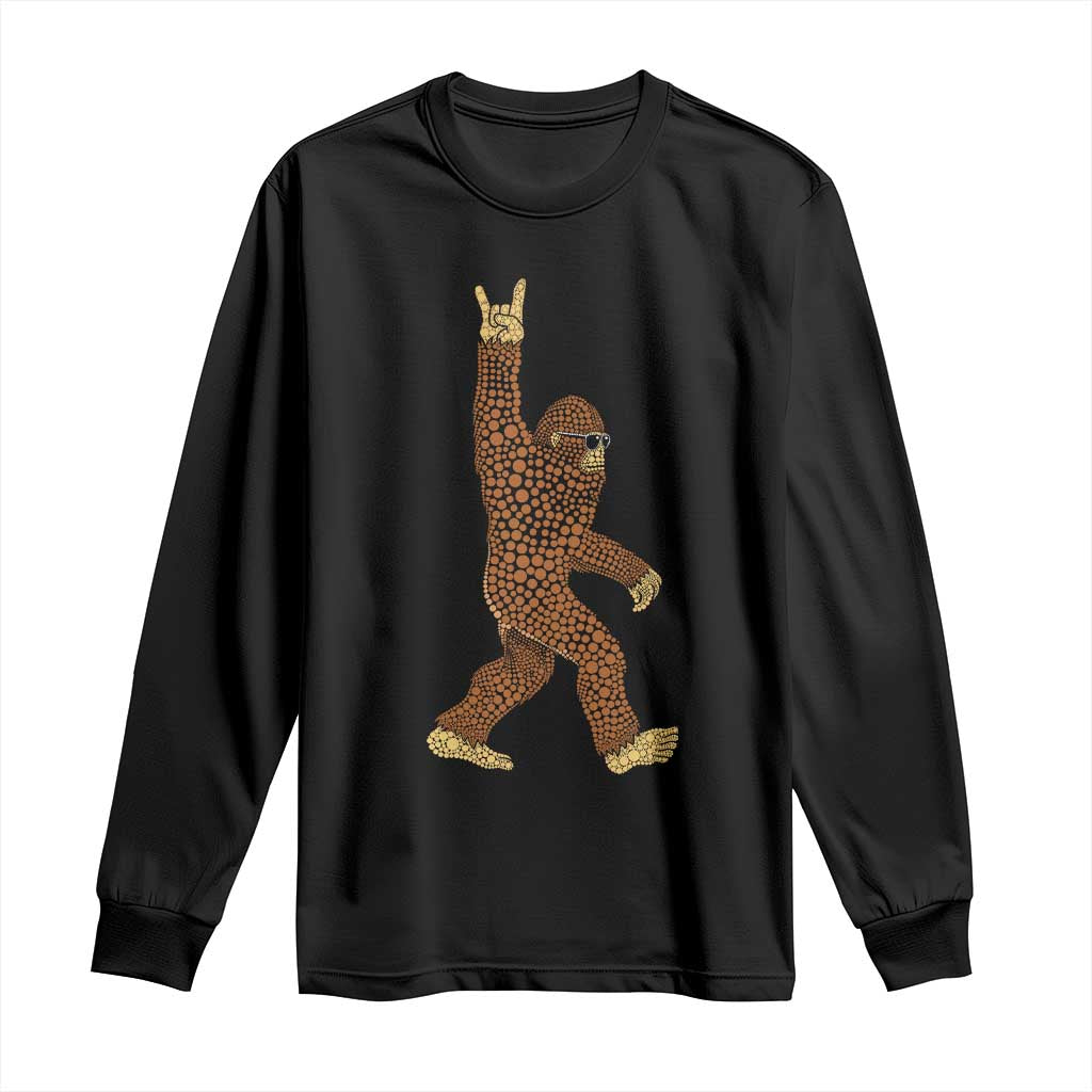 Funny Polka Dot Bigfoot Rock On Long Sleeve Shirt Dot Day Gift TS12 Black Print Your Wear