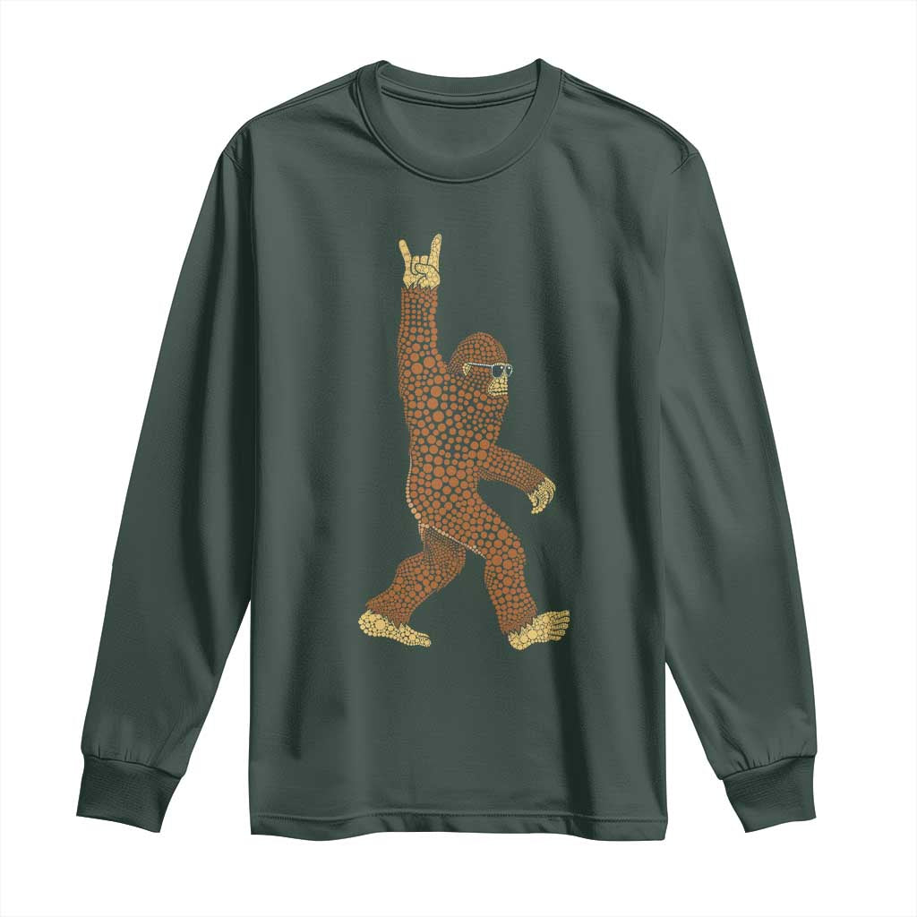 Funny Polka Dot Bigfoot Rock On Long Sleeve Shirt Dot Day Gift