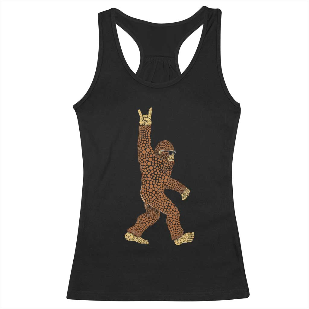 Funny Polka Dot Bigfoot Rock On Racerback Tank Top Dot Day Gift