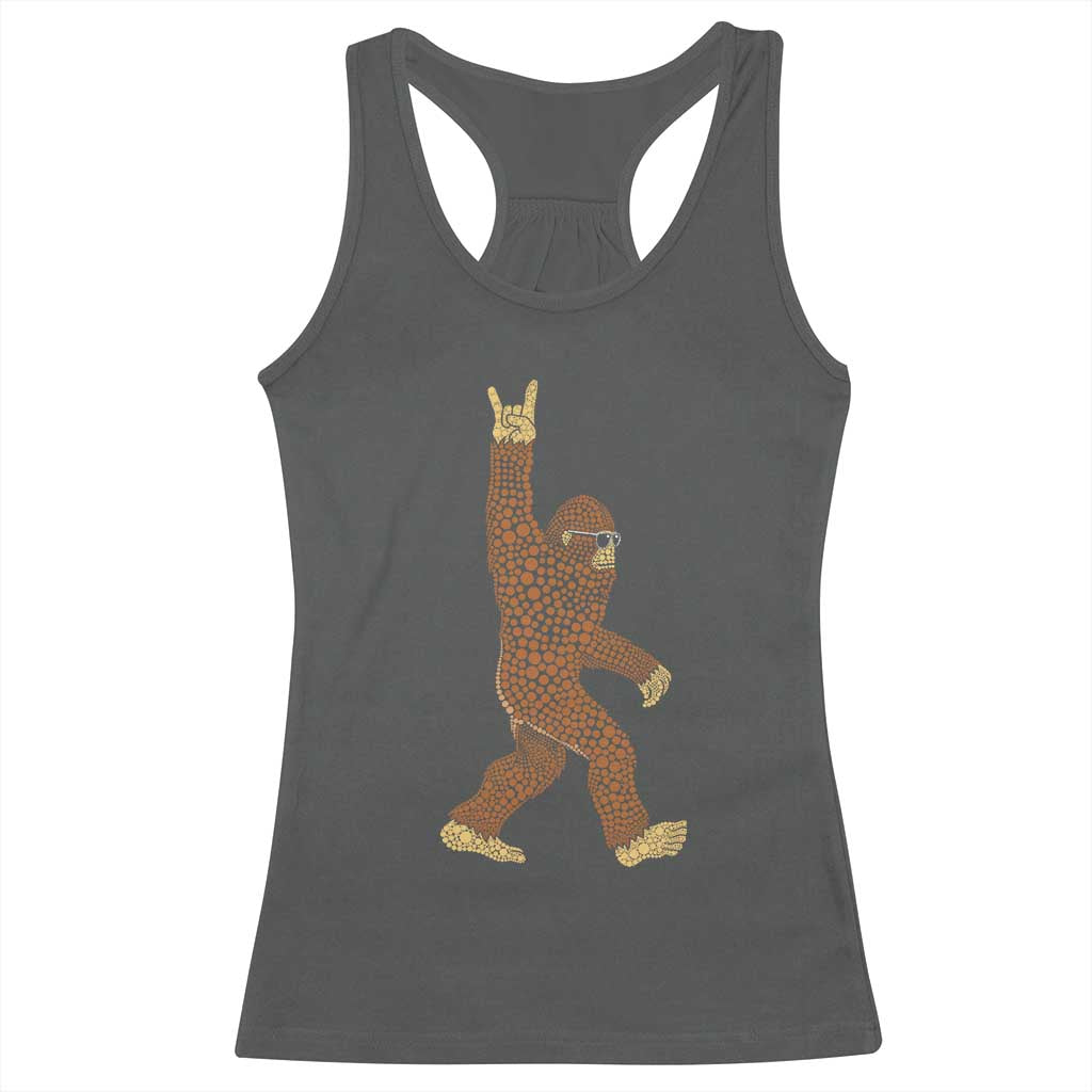 Funny Polka Dot Bigfoot Rock On Racerback Tank Top Dot Day Gift