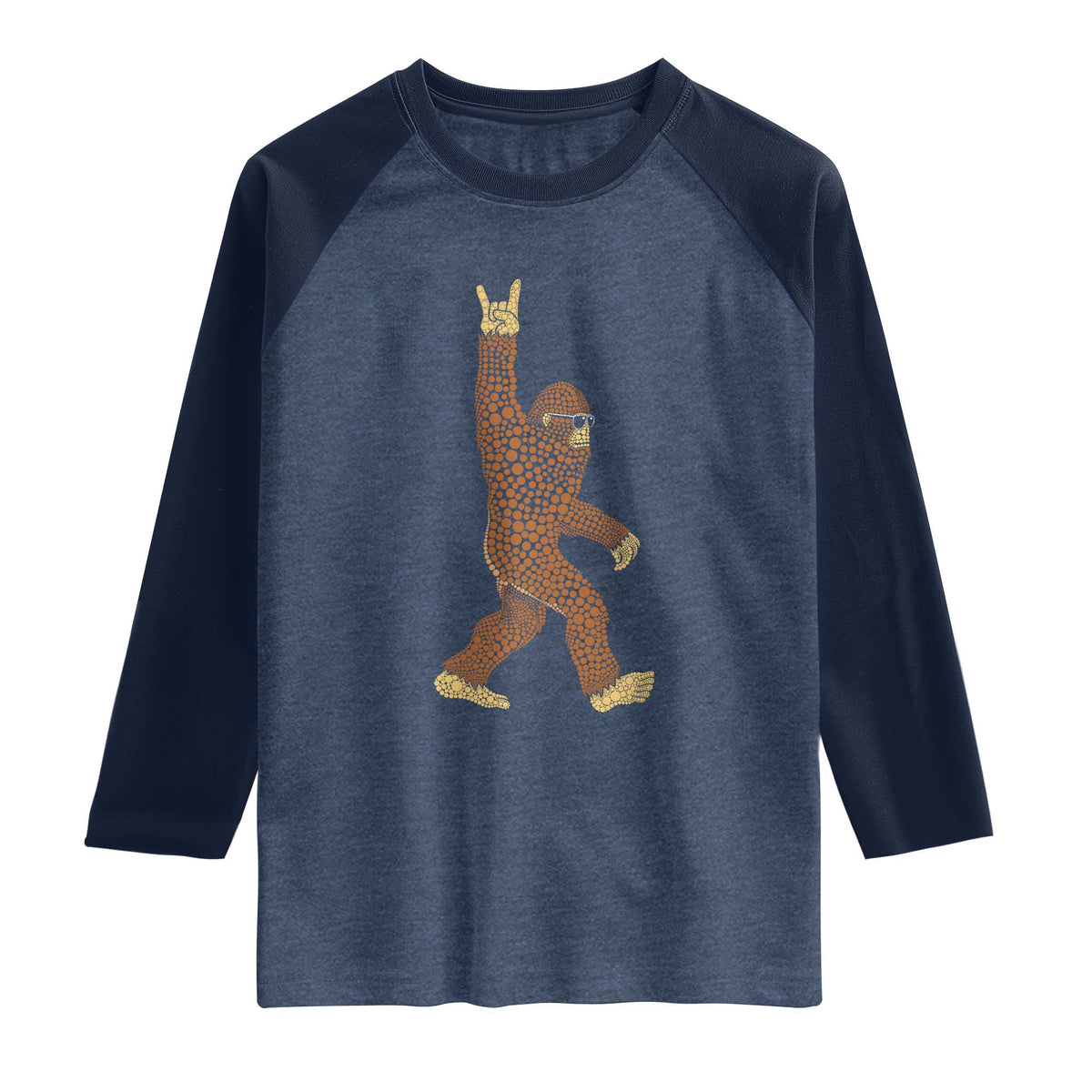 Funny Polka Dot Bigfoot Rock On Raglan Shirt Dot Day Gift