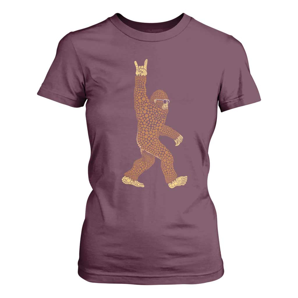 Funny Polka Dot Bigfoot Rock On T Shirt For Women Dot Day Gift