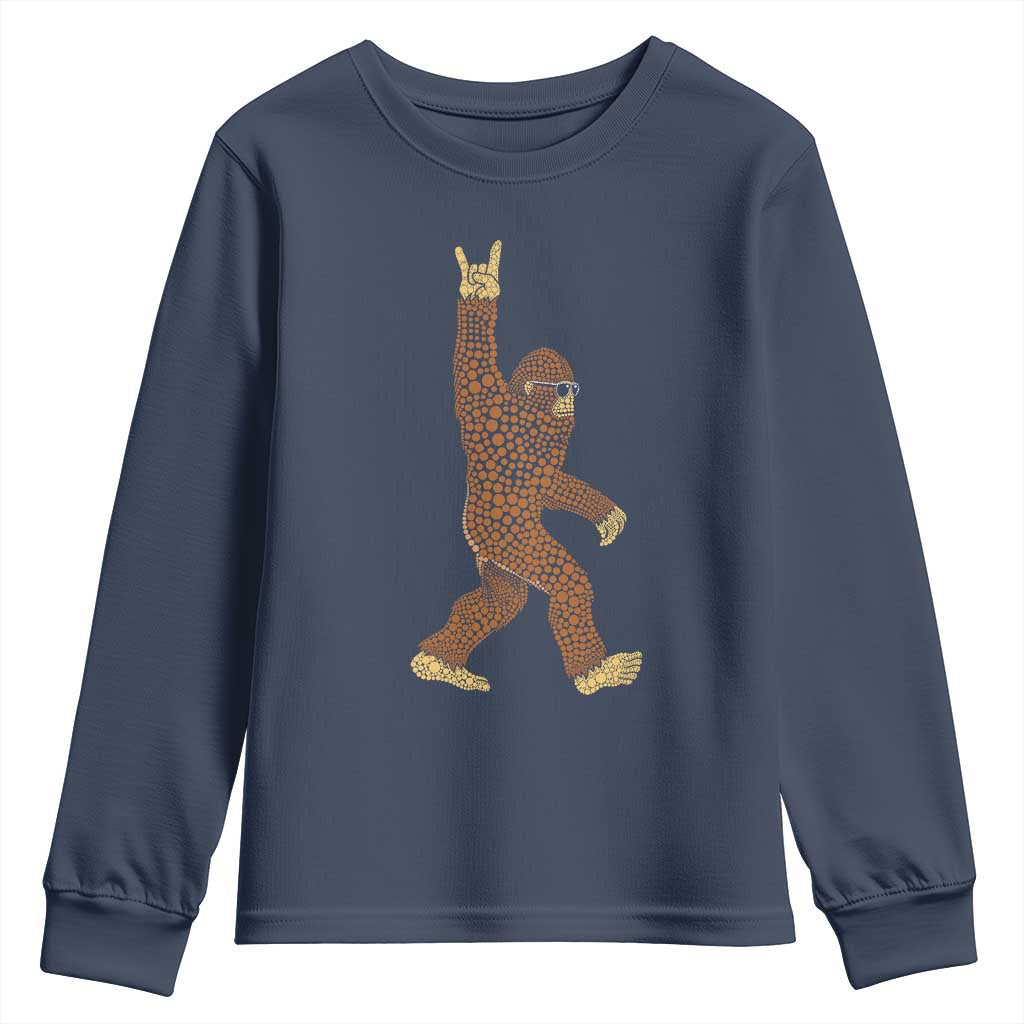 Funny Polka Dot Bigfoot Rock On Youth Sweatshirt Dot Day Gift