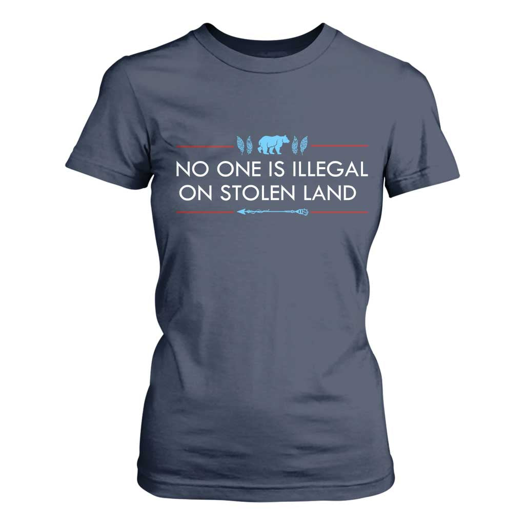 No One Is Illegal On Stolen Land T Shirt For Women Indigenous Peoples Pride