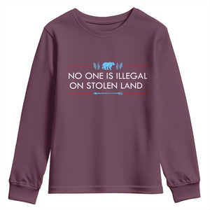 No One Is Illegal On Stolen Land Youth Sweatshirt Indigenous Peoples Pride