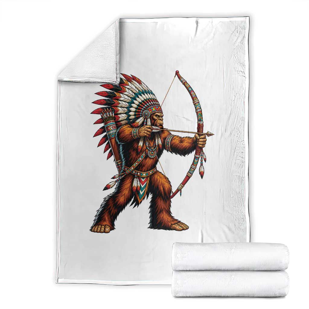 Native American Bigfoot Chief Throw Blanket Forest Warrior Pride Graphic