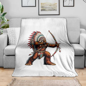 Native American Bigfoot Chief Throw Blanket Forest Warrior Pride Graphic