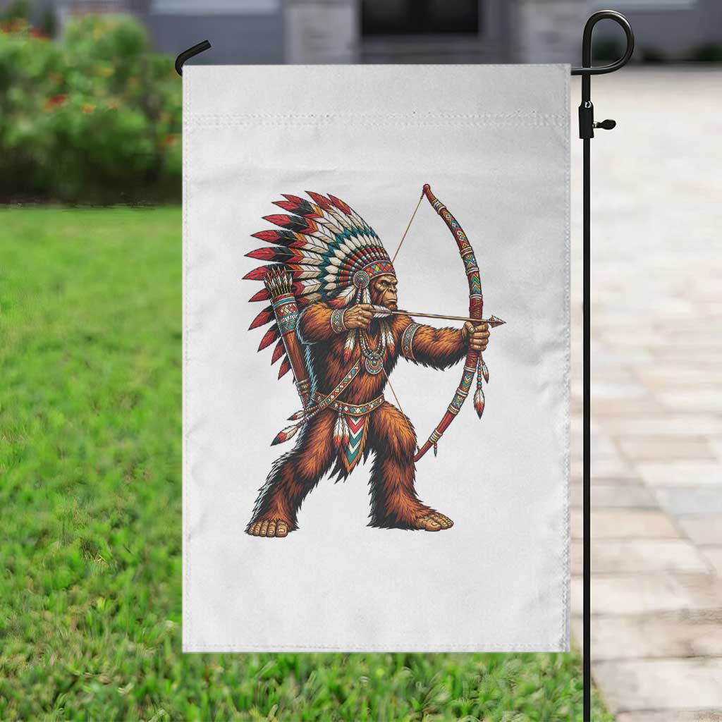 Native American Bigfoot Chief Garden Flag Forest Warrior Pride Graphic