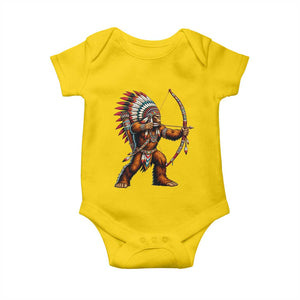 Native American Bigfoot Chief Baby Onesie Forest Warrior Pride Graphic