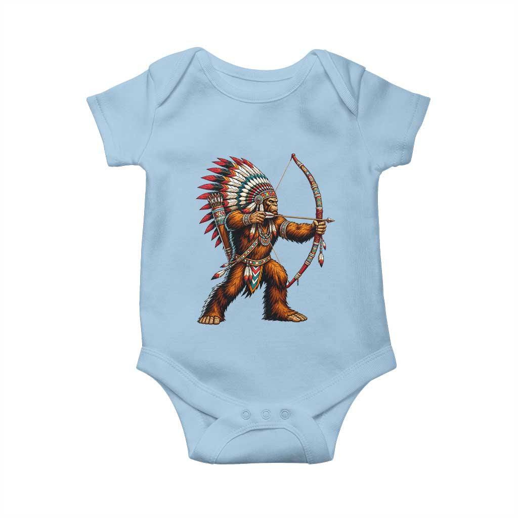 Native American Bigfoot Chief Baby Onesie Forest Warrior Pride Graphic