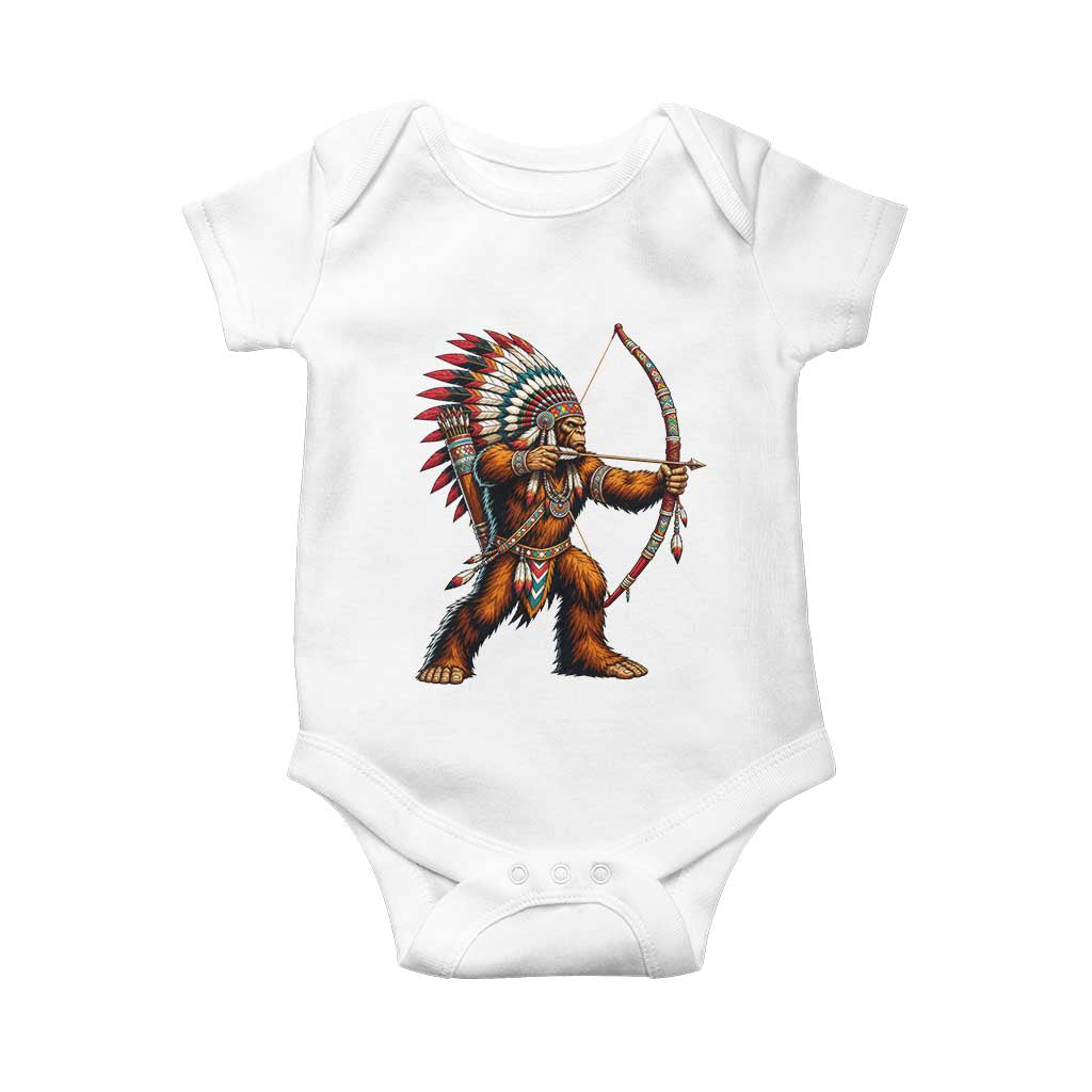 Native American Bigfoot Chief Baby Onesie Forest Warrior Pride Graphic