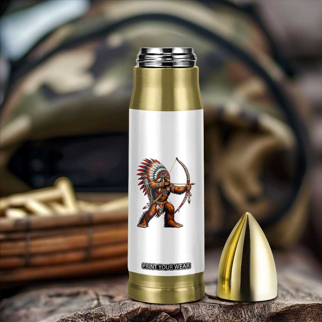 Native American Bigfoot Chief Bullet Tumbler Forest Warrior Pride Graphic