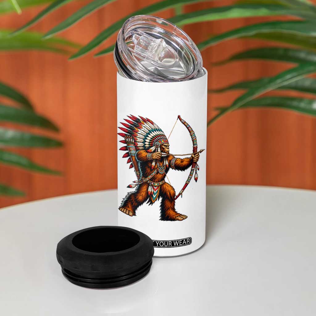 Native American Bigfoot Chief 4 in 1 Can Cooler Tumbler Forest Warrior Pride Graphic TS12 Print Your Wear