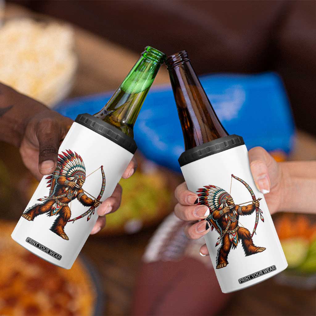 Native American Bigfoot Chief 4 in 1 Can Cooler Tumbler Forest Warrior Pride Graphic TS12 Print Your Wear