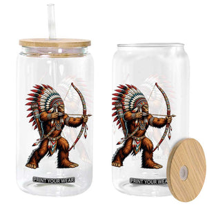 Native American Bigfoot Chief Glass Can Forest Warrior Pride Graphic