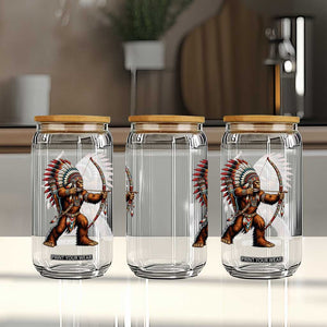 Native American Bigfoot Chief Glass Can Forest Warrior Pride Graphic