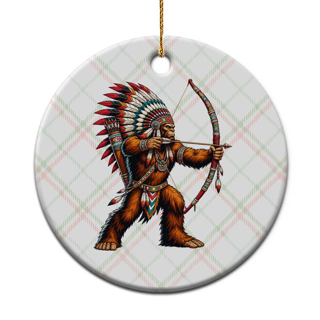 Native American Bigfoot Chief Ceramic Ornament Forest Warrior Pride Graphic