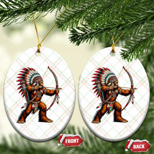 Native American Bigfoot Chief Ceramic Ornament Forest Warrior Pride Graphic
