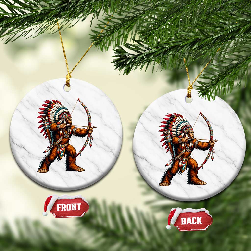 Native American Bigfoot Chief Ceramic Ornament Forest Warrior Pride Graphic