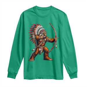 Native American Bigfoot Chief Long Sleeve Shirt Forest Warrior Pride Graphic
