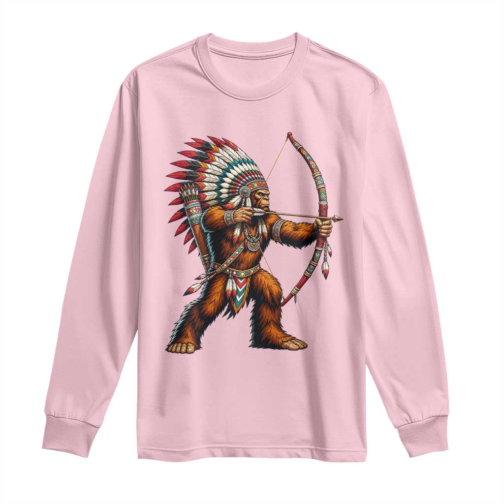 Native American Bigfoot Chief Long Sleeve Shirt Forest Warrior Pride Graphic