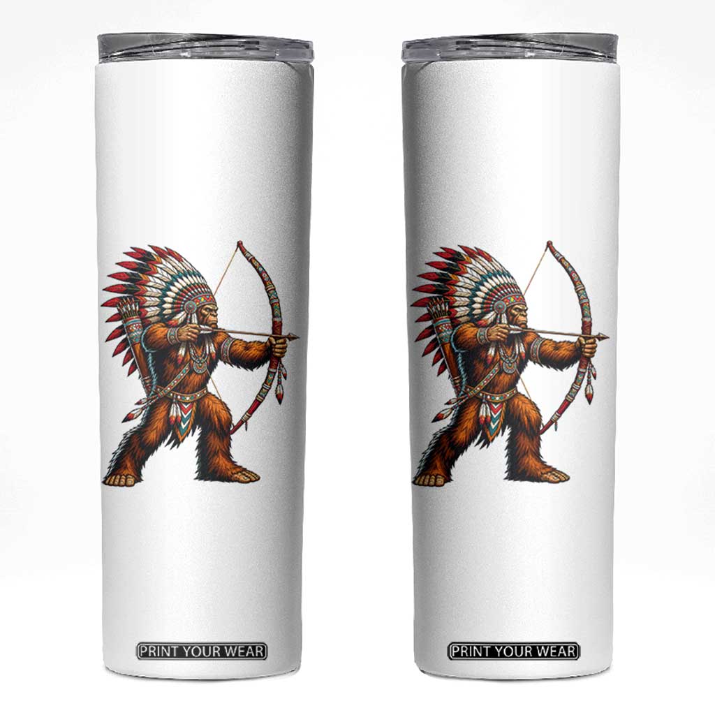 Native American Bigfoot Chief Skinny Tumbler Forest Warrior Pride Graphic