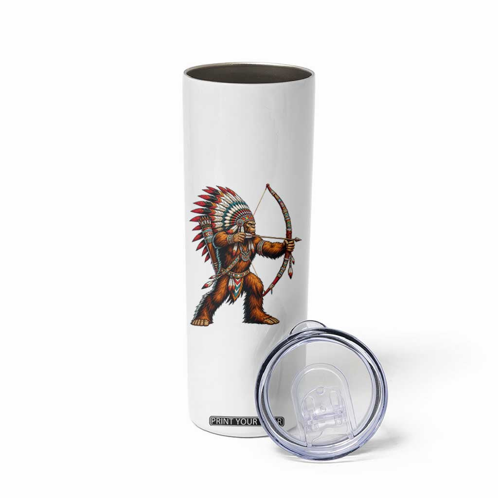 Native American Bigfoot Chief Skinny Tumbler Forest Warrior Pride Graphic