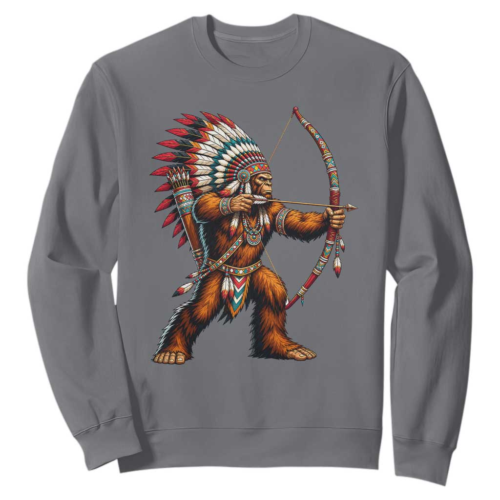 Native American Bigfoot Chief Sweatshirt Forest Warrior Pride Graphic