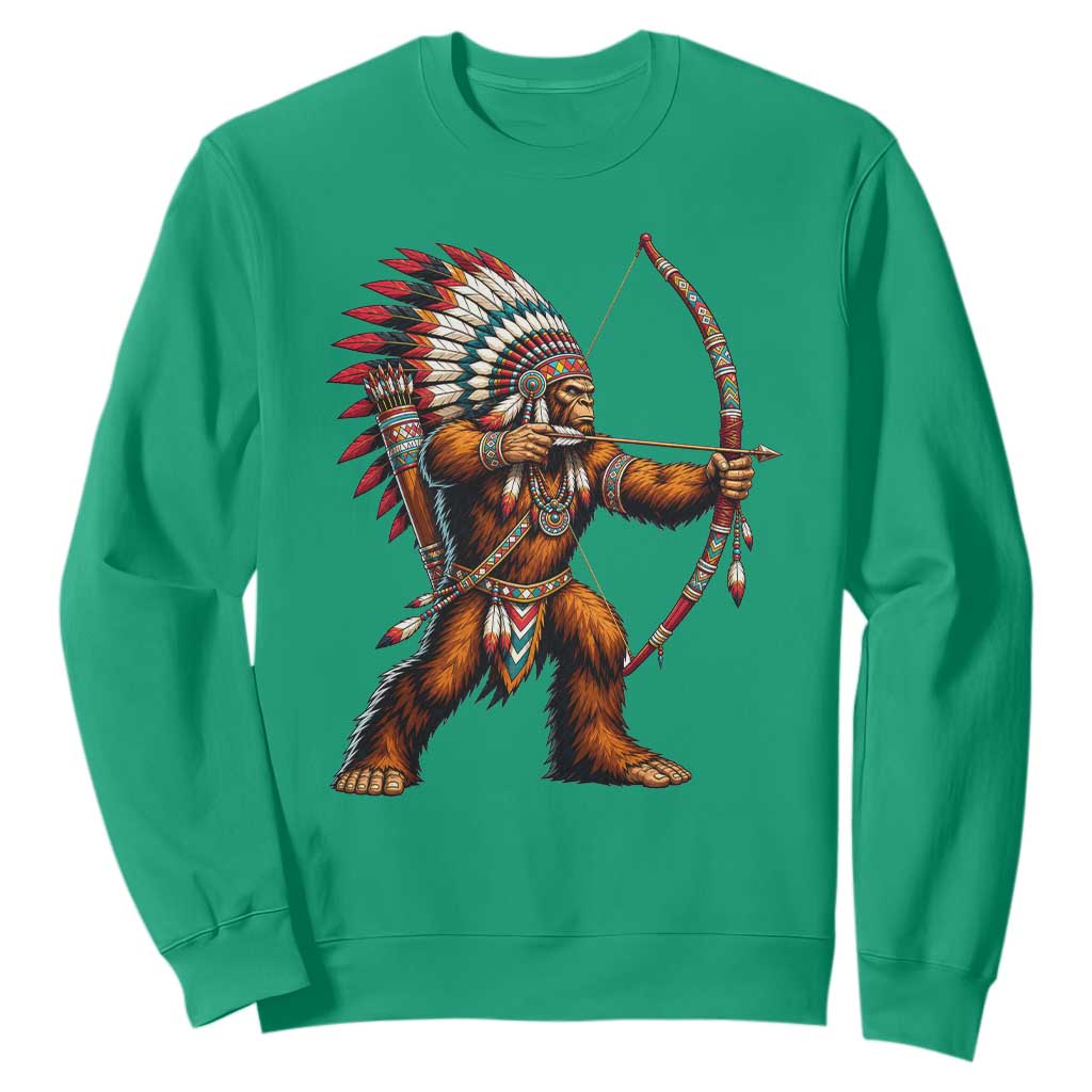 Native American Bigfoot Chief Sweatshirt Forest Warrior Pride Graphic