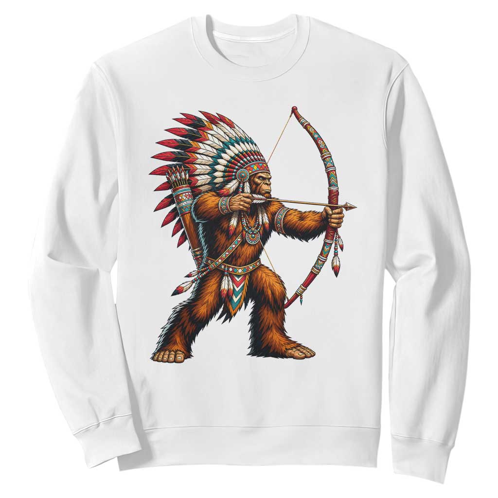 Native American Bigfoot Chief Sweatshirt Forest Warrior Pride Graphic