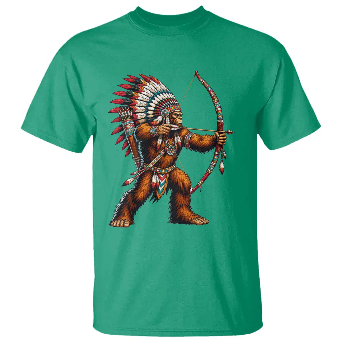 Native American Bigfoot Chief T Shirt Forest Warrior Pride Graphic