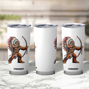 Native American Bigfoot Chief Tumbler Cup Forest Warrior Pride Graphic