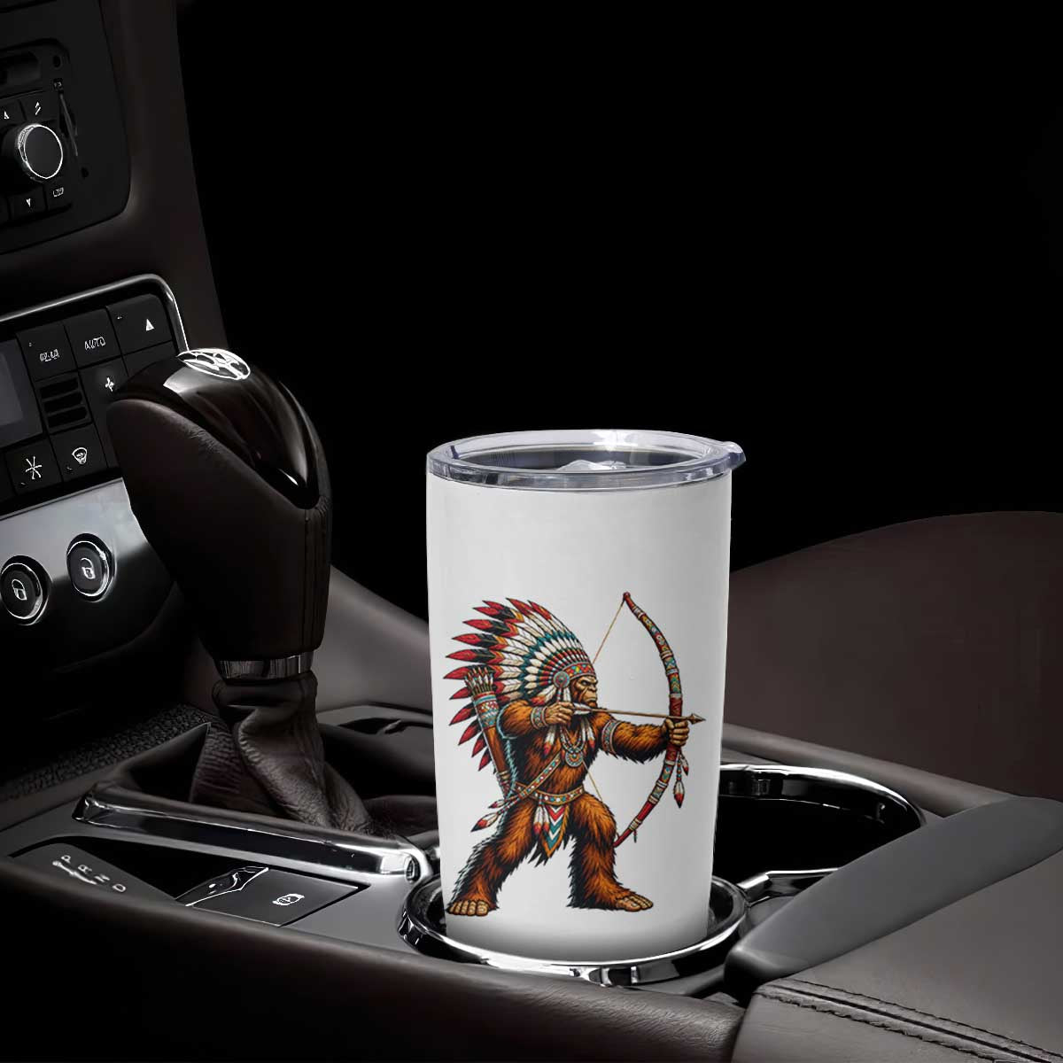 Native American Bigfoot Chief Tumbler Cup Forest Warrior Pride Graphic