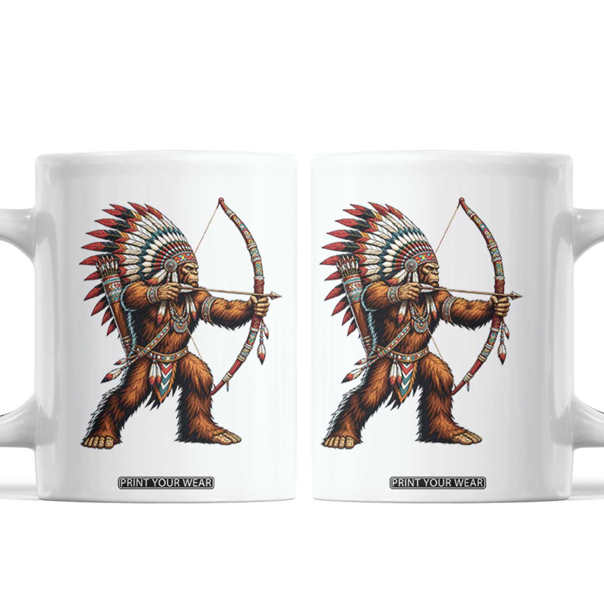 Native American Bigfoot Chief Coffee Mug Forest Warrior Pride Graphic