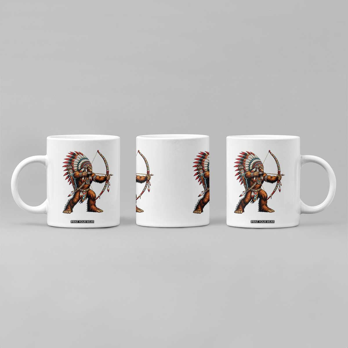Native American Bigfoot Chief Coffee Mug Forest Warrior Pride Graphic