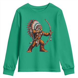 Native American Bigfoot Chief Youth Sweatshirt Forest Warrior Pride Graphic