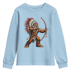 Native American Bigfoot Chief Youth Sweatshirt Forest Warrior Pride Graphic