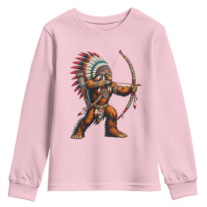Native American Bigfoot Chief Youth Sweatshirt Forest Warrior Pride Graphic