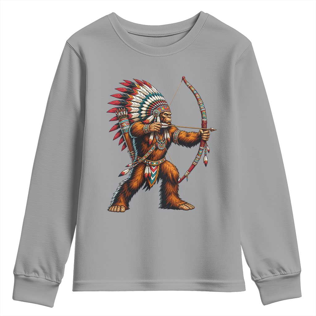 Native American Bigfoot Chief Youth Sweatshirt Forest Warrior Pride Graphic